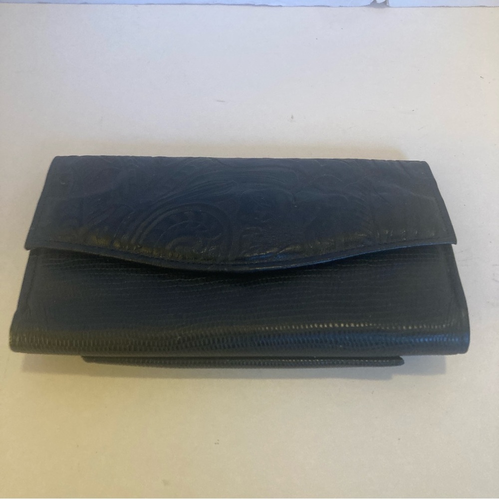 Vintage Amity black leather cowhide wallet with coin purse
